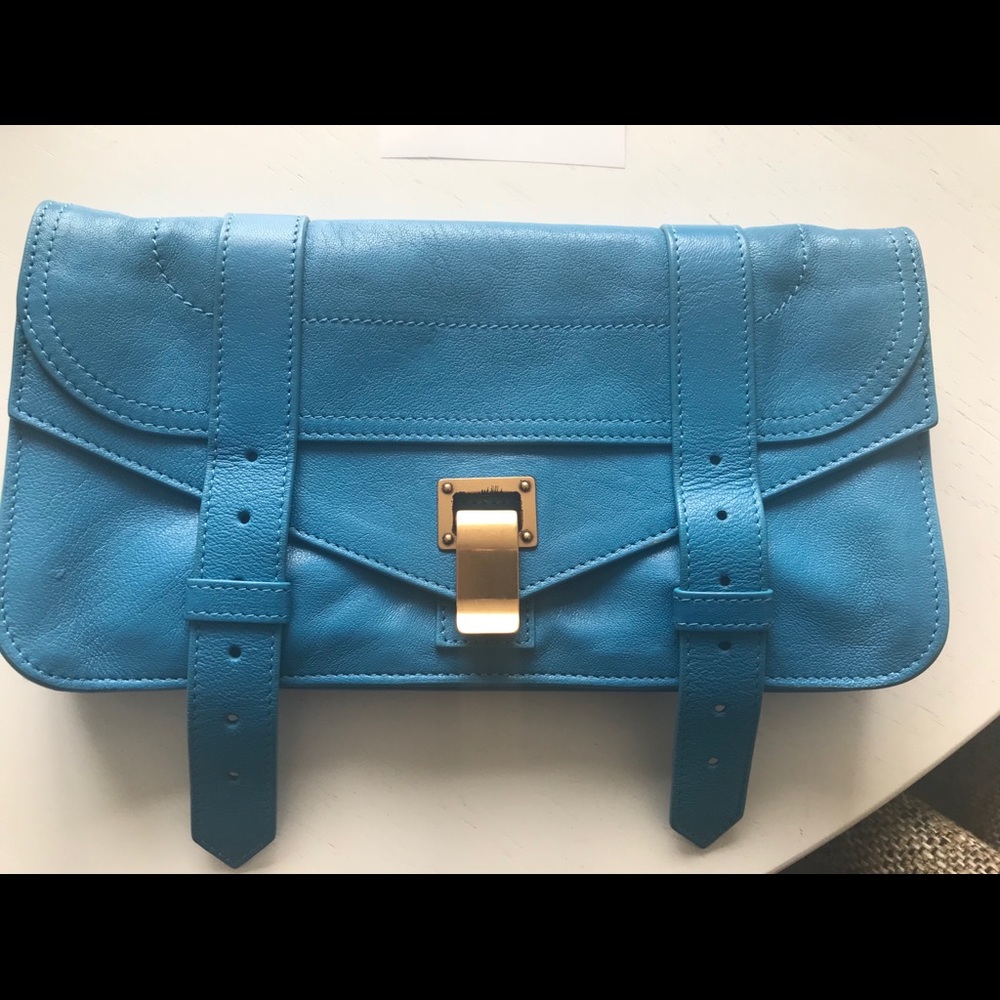 Proenza Schouler PS1 clutch in lagoon turquoise